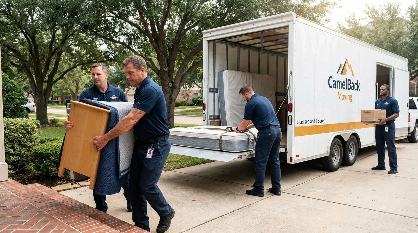 Crew loading residential truck for cross-state move from Emerson, NJ